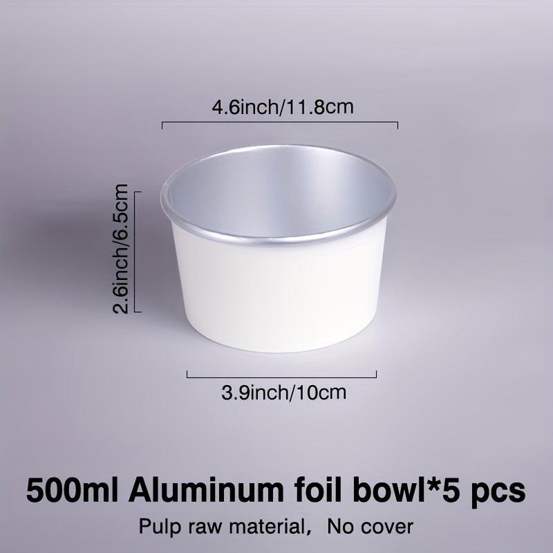 5pcs Disposable Paper Bowls Aluminum Foil Lunch Box Circular Packaging