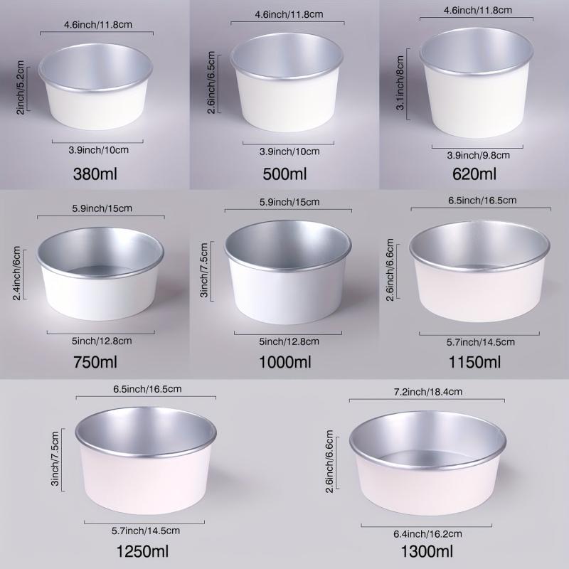 5pcs Disposable Paper Bowls Aluminum Foil Lunch Box Circular Packaging