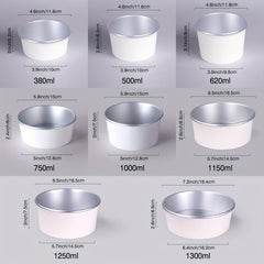 5pcs Disposable Paper Bowls Aluminum Foil Lunch Box Circular Packaging