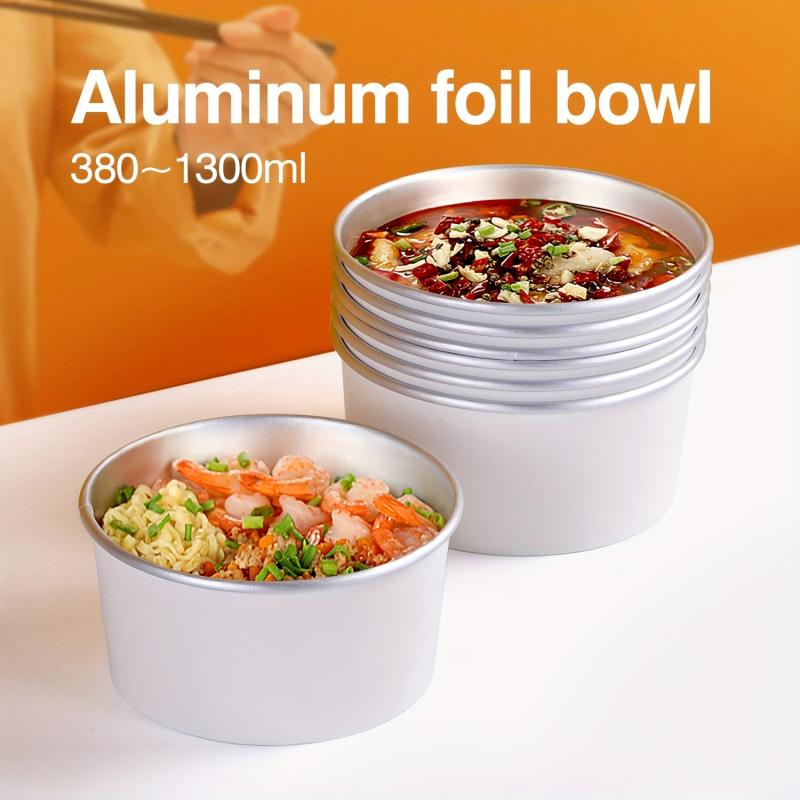 5pcs Disposable Paper Bowls Aluminum Foil Lunch Box Circular Packaging