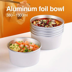 5pcs Disposable Paper Bowls Aluminum Foil Lunch Box Circular Packaging