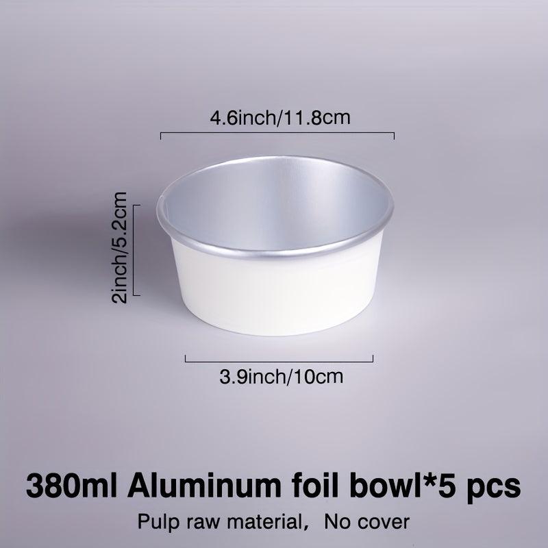 5pcs Disposable Paper Bowls Aluminum Foil Lunch Box Circular Packaging