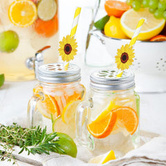 50pcs Fruit Paper Straws Strawberry Lemon Watermelon Sunflower Straws