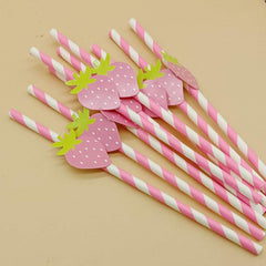 50pcs Fruit Paper Straws Strawberry Lemon Watermelon Sunflower Straws