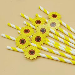 50pcs Fruit Paper Straws Strawberry Lemon Watermelon Sunflower Straws