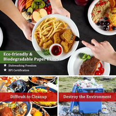 50pcs Biodegradable Sugarcane Pulp Plates for Parties and Events