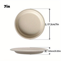 50pcs Biodegradable Sugarcane Pulp Plates for Parties and Events