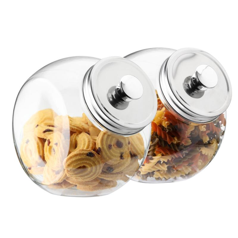 2pcs 75oz Glass Cookie Jars With Glass Lid