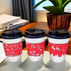 40pcs Christmas Disposable Corrugated Paper Cup Insulation Milk Tea Coffee Cup