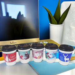 40pcs Christmas Disposable Corrugated Paper Cup Insulation Milk Tea Coffee Cup