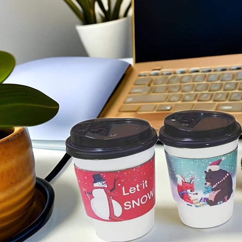40pcs Christmas Disposable Corrugated Paper Cup Insulation Milk Tea Coffee Cup