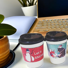 40pcs Christmas Disposable Corrugated Paper Cup Insulation Milk Tea Coffee Cup