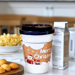 40pcs Christmas Disposable Corrugated Paper Cup Insulation Milk Tea Coffee Cup
