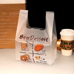20pcs Transparent Dessert Takeaway Bag, Thickened, Ideal for Milk Tea Shop