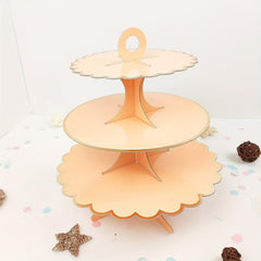 3 Tier Orange Paper Cake Stand for Birthday Wedding