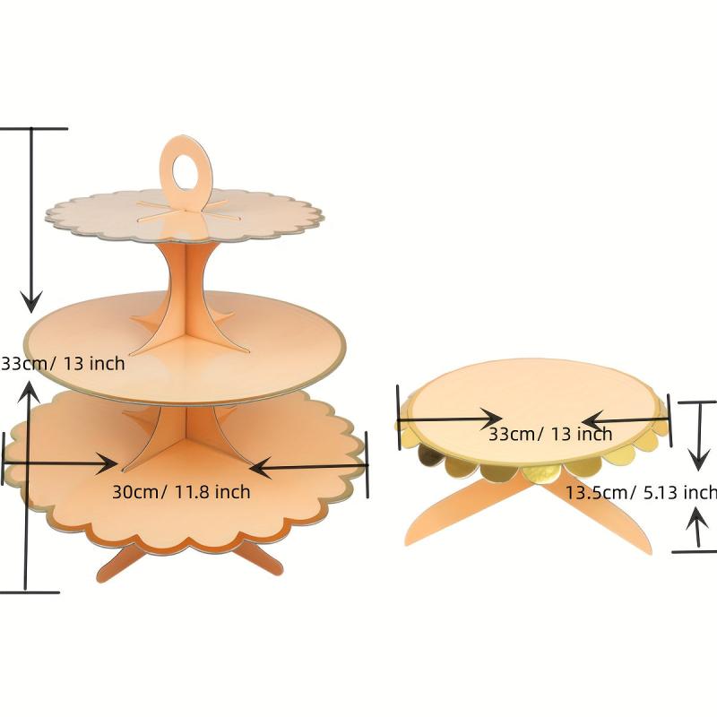 3 Tier Orange Paper Cake Stand for Birthday Wedding