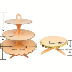 3 Tier Orange Paper Cake Stand for Birthday Wedding