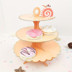 3 Tier Orange Paper Cake Stand for Birthday Wedding