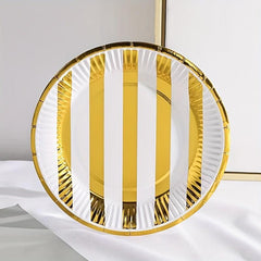 10pcs Modernist Striped Disposable Dinner Plate For Party
