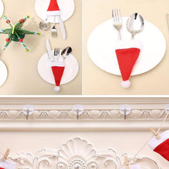20pcs Christmas Hat Cutlery Holder Pouch holiday Xmas Party Dinner Table Decor