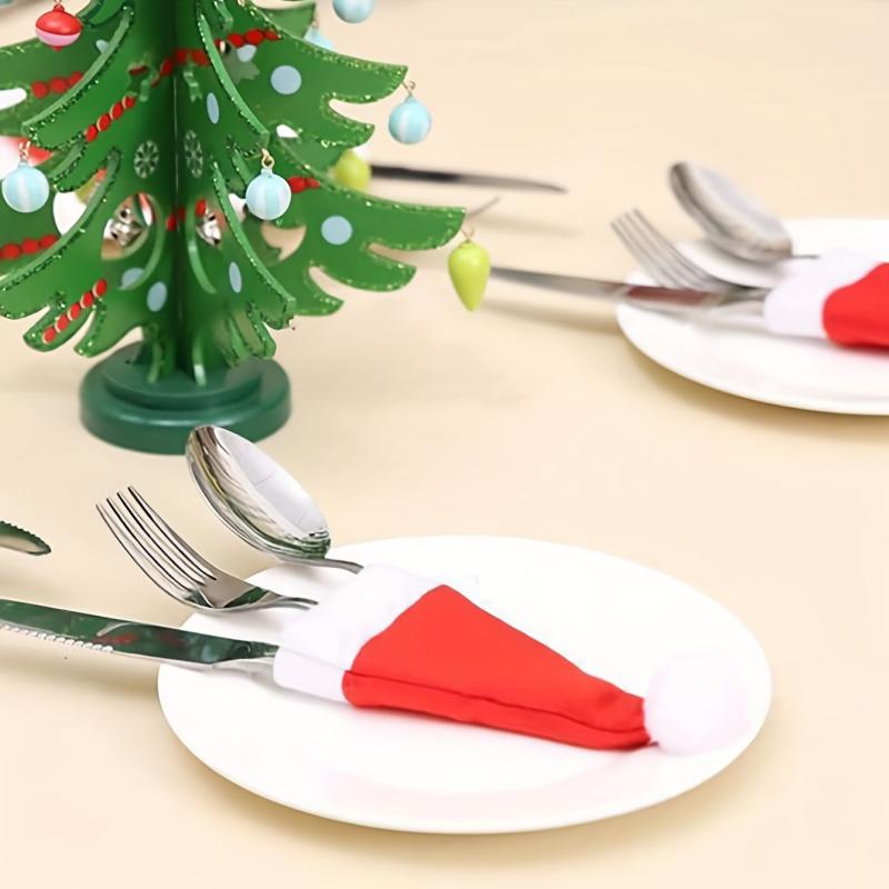 20pcs Christmas Hat Cutlery Holder Pouch holiday Xmas Party Dinner Table Decor