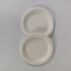 125pcs Natural Sugarcane Pulp Disposable Dinner Plates 17.78cm