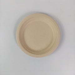 125pcs Natural Sugarcane Pulp Disposable Dinner Plates 17.78cm
