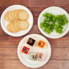 125pcs Natural Sugarcane Pulp Disposable Dinner Plates 17.78cm