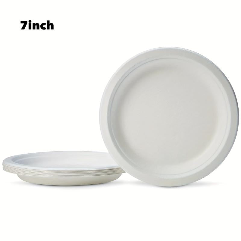 125pcs Natural Sugarcane Pulp Disposable Dinner Plates 17.78cm