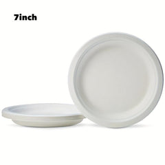 125pcs Natural Sugarcane Pulp Disposable Dinner Plates 17.78cm
