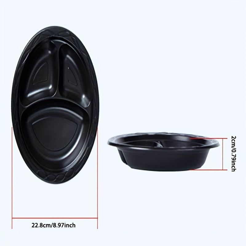 Disposable Round Dinner Plate Party Plastic Three-grid Fruit Dessert Dish