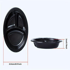 Disposable Round Dinner Plate Party Plastic Three-grid Fruit Dessert Dish