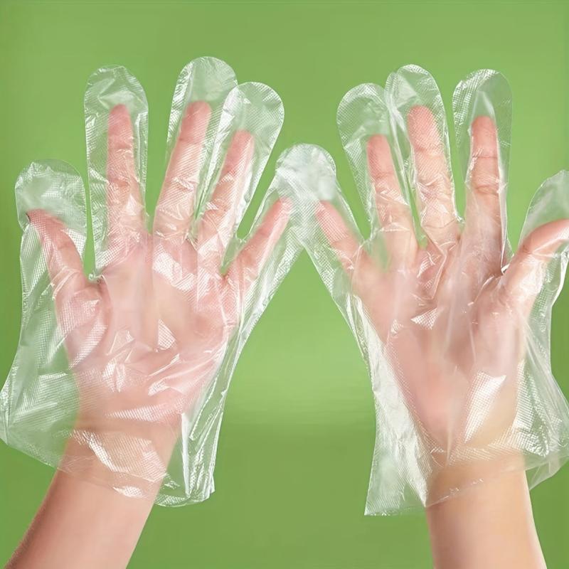 60pcs Plastic Disposable PE Gloves For Cooking Meal Preping Kitchen BBQ