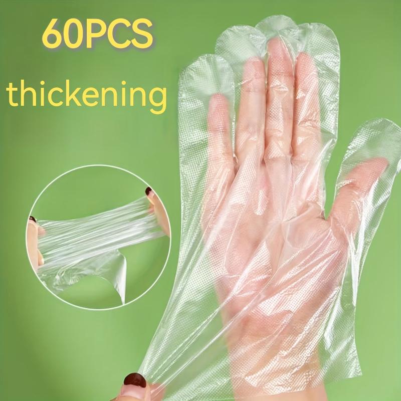 60pcs Plastic Disposable PE Gloves For Cooking Meal Preping Kitchen BBQ