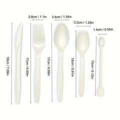 198pcs Biodegradable Disposable Tableware Set Fork Spoon Cornstarch Restaurant
