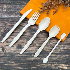 198pcs Biodegradable Disposable Tableware Set Fork Spoon Cornstarch Restaurant