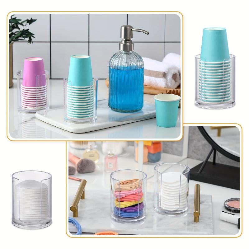 Acrylic Disposable Paper Cup Dispenser Makeup Cotton Storage