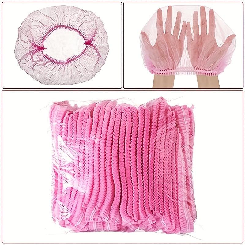 98pcs Disposable Pink Hair Net Elastic Dust Cap