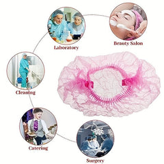 98pcs Disposable Pink Hair Net Elastic Dust Cap