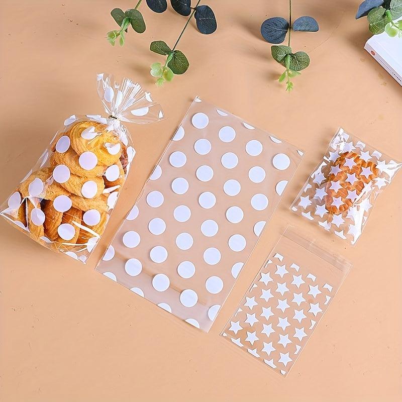 100pcs Polka Dots Self Adhesive Bags for Treat Wrapping