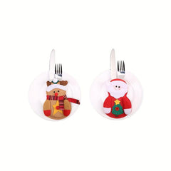 4pcs Santa Claus Cutlery Holder Pouch Christmas Silverware Holders