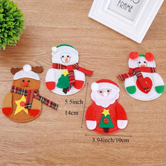 4pcs Santa Claus Cutlery Holder Pouch Christmas Silverware Holders