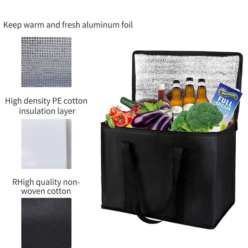Insulated Grocery Bags Large Capacity Soft Cooler Hot & Cold Takeout Bag