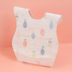 5pcs Disposable Baby Feeding Bibs Leakproof Liner with Food Catcher Pocket