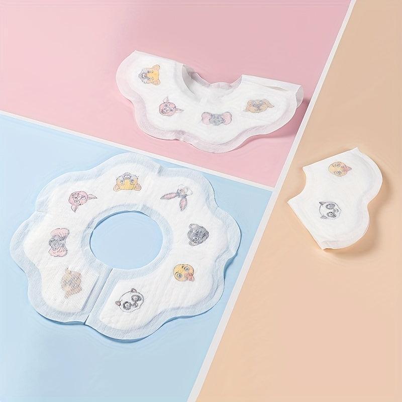5pcs Disposable Baby Feeding Bibs Leakproof Liner with Food Catcher Pocket