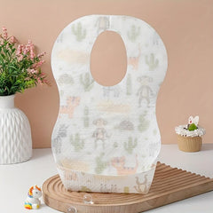5pcs Disposable Baby Feeding Bibs Leakproof Liner with Food Catcher Pocket
