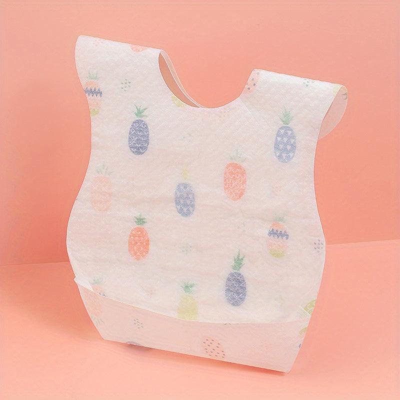 5pcs Disposable Baby Feeding Bibs Leakproof Liner with Food Catcher Pocket