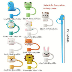 2pcs Cartoon Silicone Straw Cap Dust Stopper for 8mm Straw, Reusable Straw Cap
