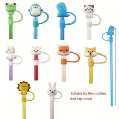 2pcs Cartoon Silicone Straw Cap Dust Stopper for 8mm Straw, Reusable Straw Cap
