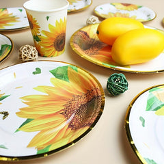 10pcs Sunflower Paper Dinnerware Set for Wedding Anniversary Birthday Party